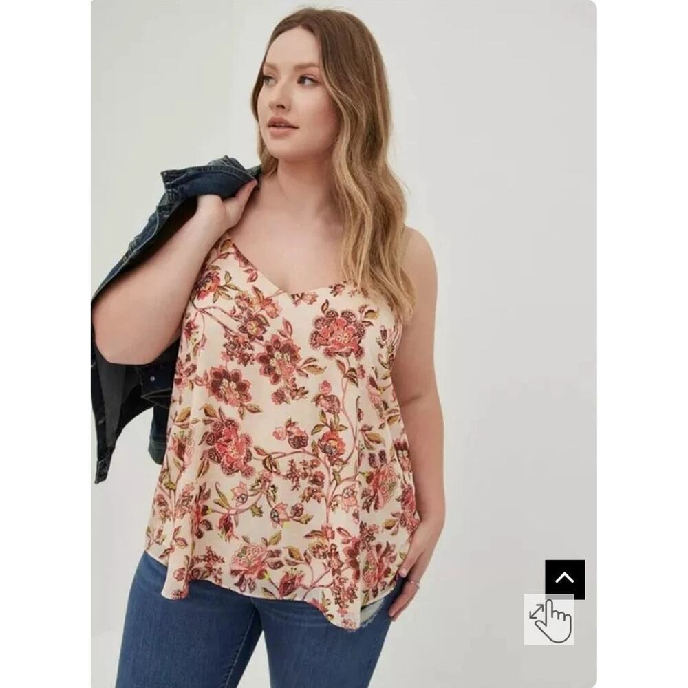 Torrid 3XL Sophie Storybook Swing Cami Floral Peach Tank Top Fairy Whimsy Boho - Picture 2 of 8